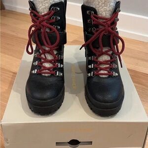 Marc Fisher Black and Red Ankle Boots